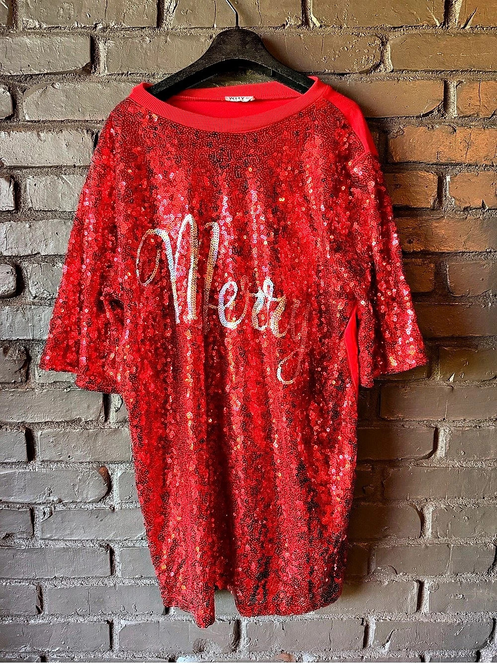 WHY DRESS Red Sequin Mini Dress Like New